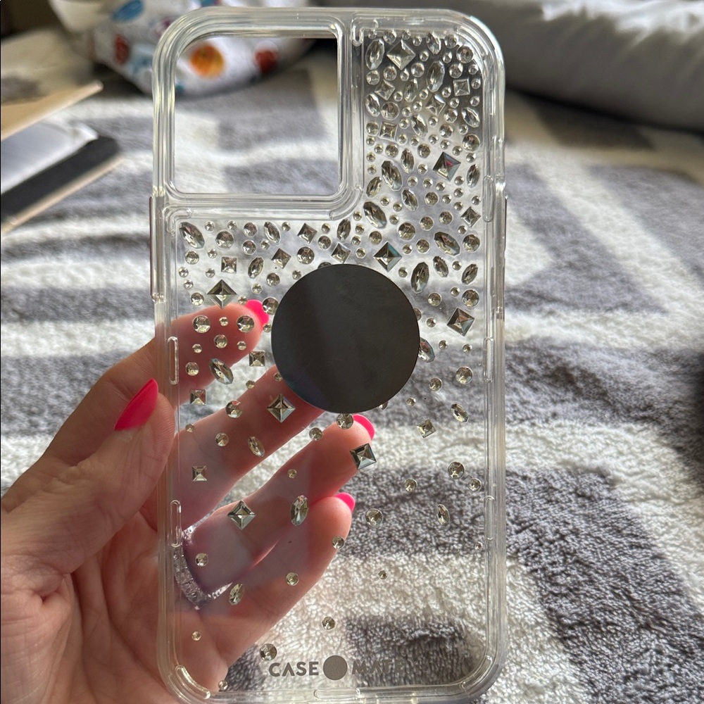 Casemate Crystal Phone Case with Rhinestones and magnetic attachment. 13 pro max